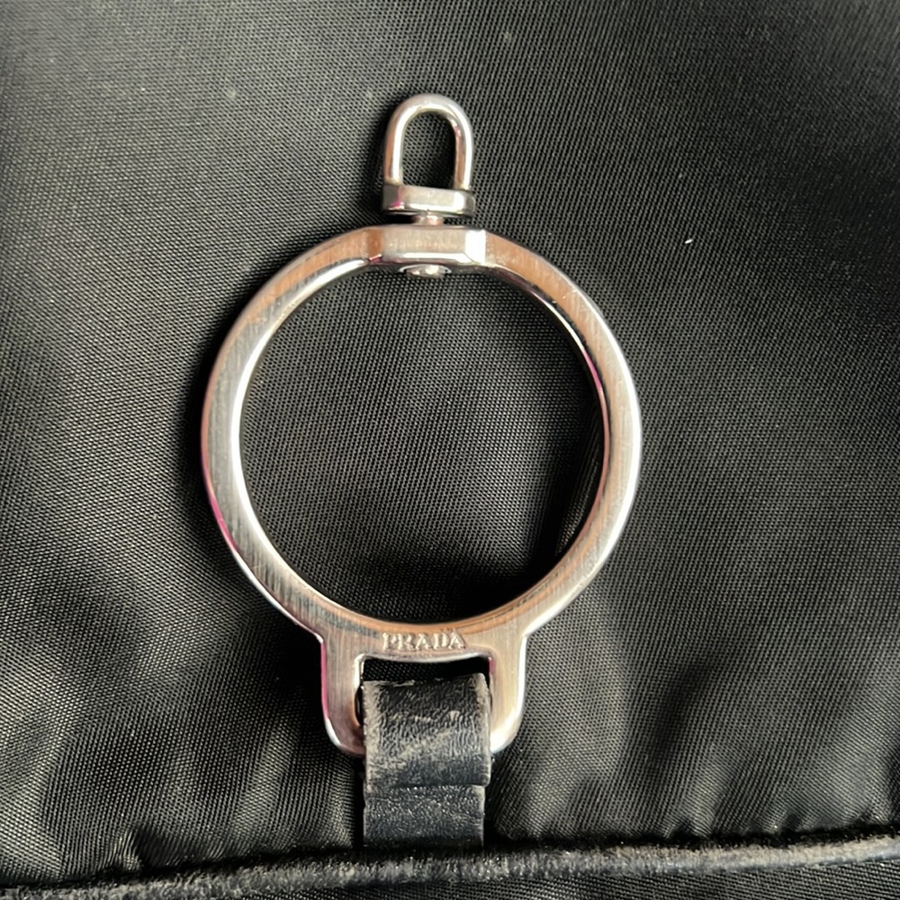 Rare Vintage PRADA Nylon Tessuto Leather Shoulder Hand Bag Purse Black GUC - Picture 13 of 15